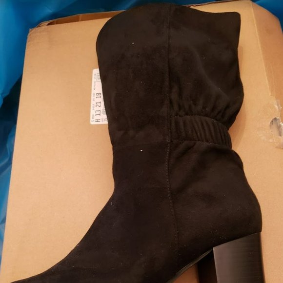 Comfortview Women's Black Suede Wide Calf Boot 8.5 WW NIB - Picture 2 of 5